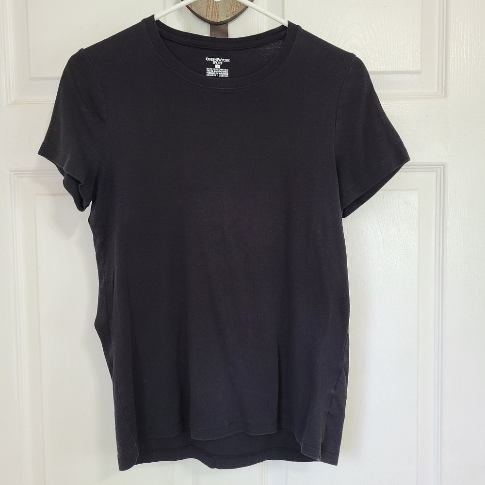 (1084) Jones New York Sport Woman's Activewear Workout Shirt, Size: L  Black